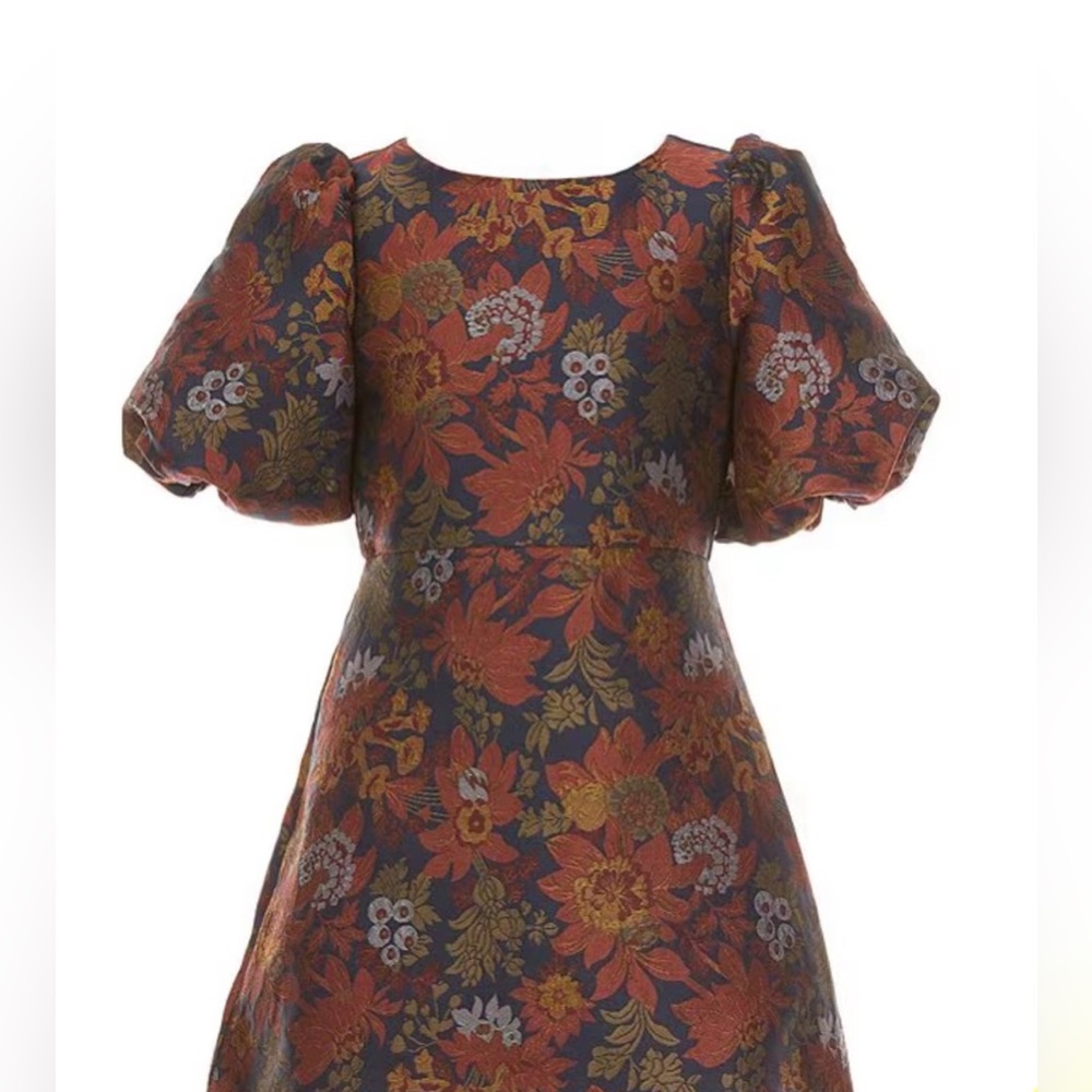 GB social Girls Floral Dress jacquard puff sleeve fall holiday formal 12 flower